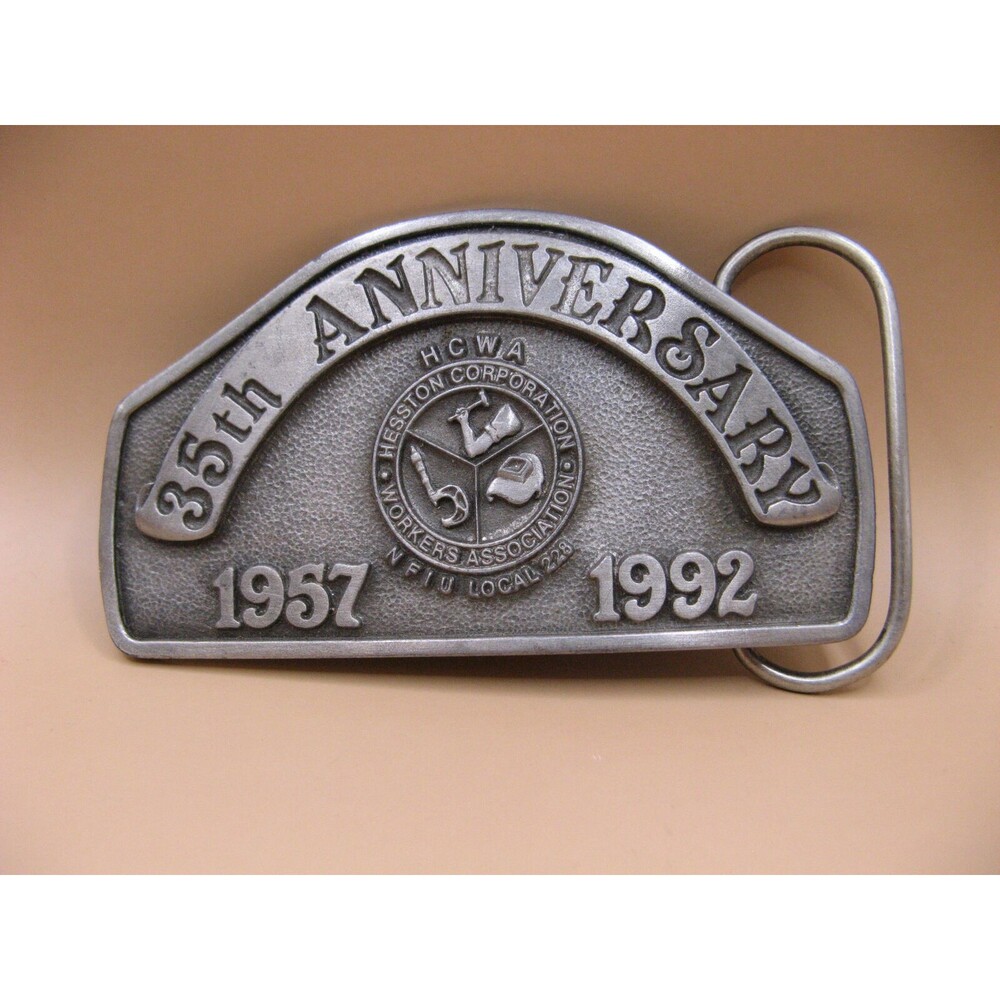 HWCA Hesston Corporation 35th Anniversary Belt Buckle Siskiyou Oregon Made USA